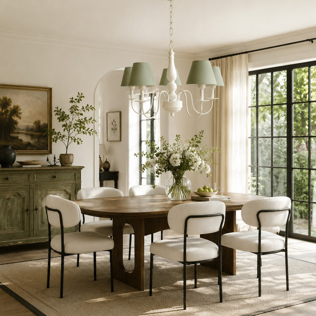 Colorful Fabric Shade 5-Light Chandelier