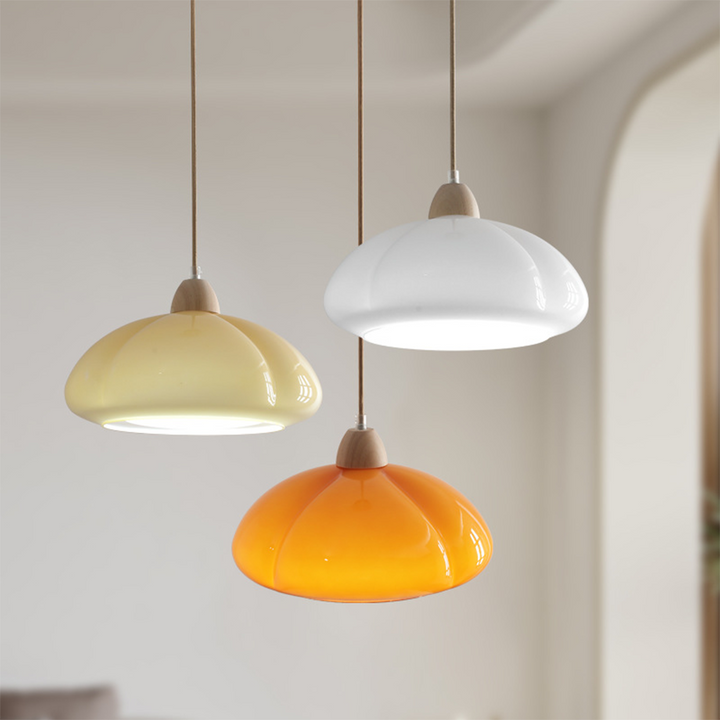 Retro Glass Pendant Light - Pumpkin Shape Lamp for Kitchen