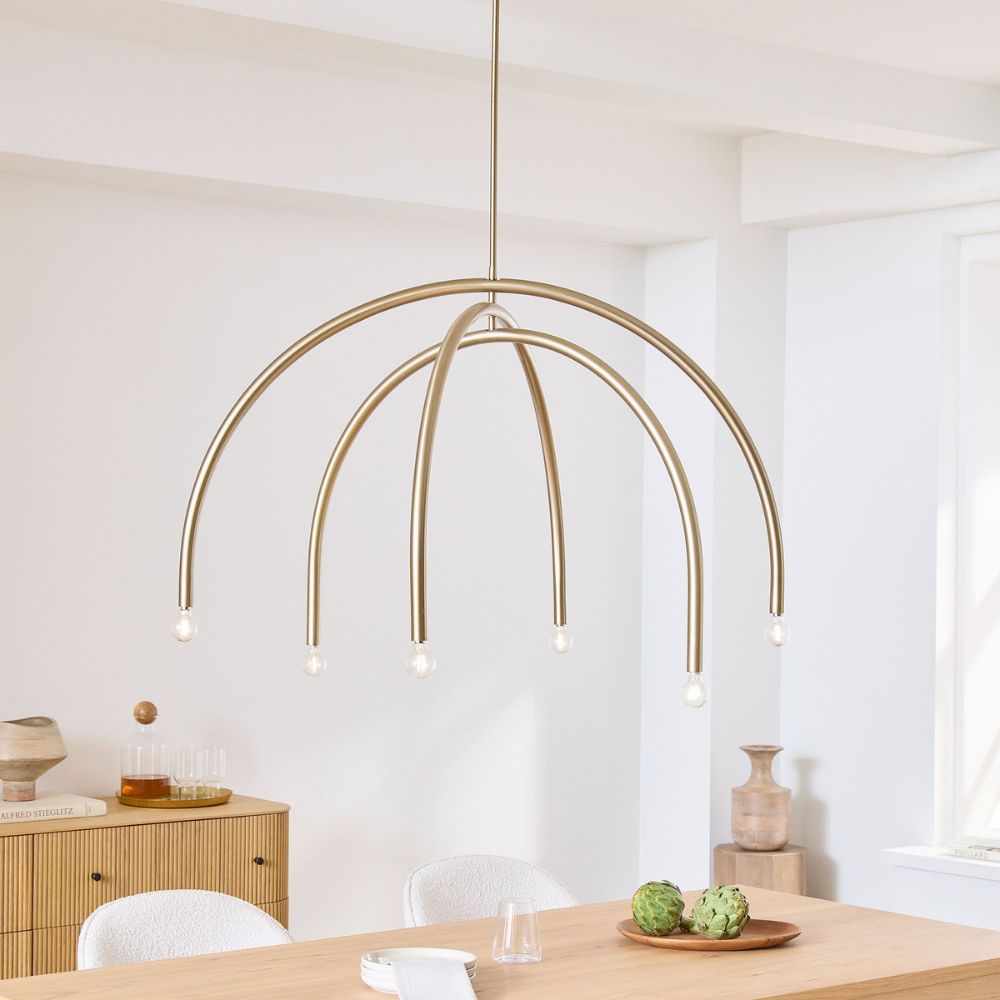 Borvia Rotatable Arm Chandelier - Modern Arc Metal Lamp for Living Room