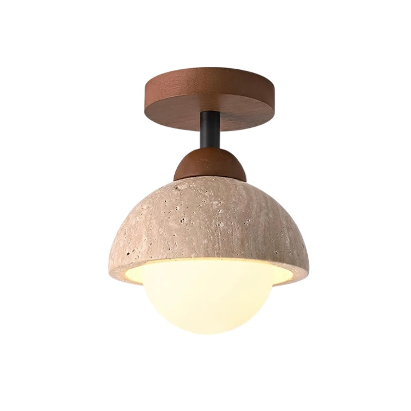 Minimalistische Wabi-Sabi-Deckenleuchte aus Travertinstein