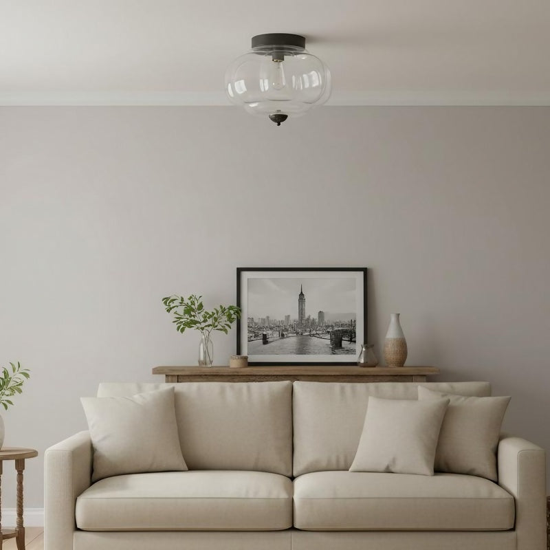 Eloise Milk Glass Ceiling Light - Retro Semi Flush Mount for Kitchen