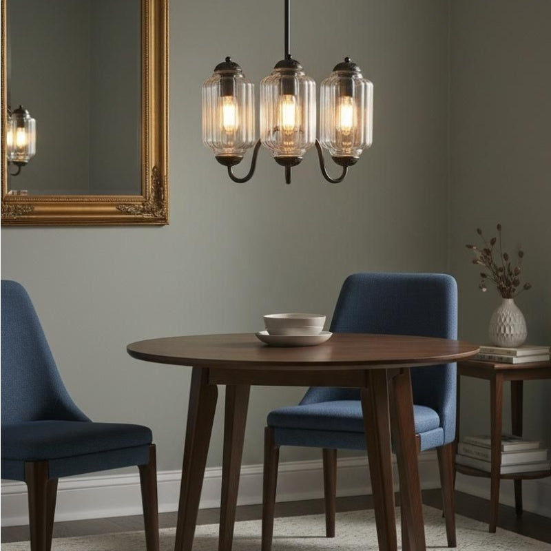Eloise Vintage Chandelier - Milk Glass 3-Head Lamp for Bedroom