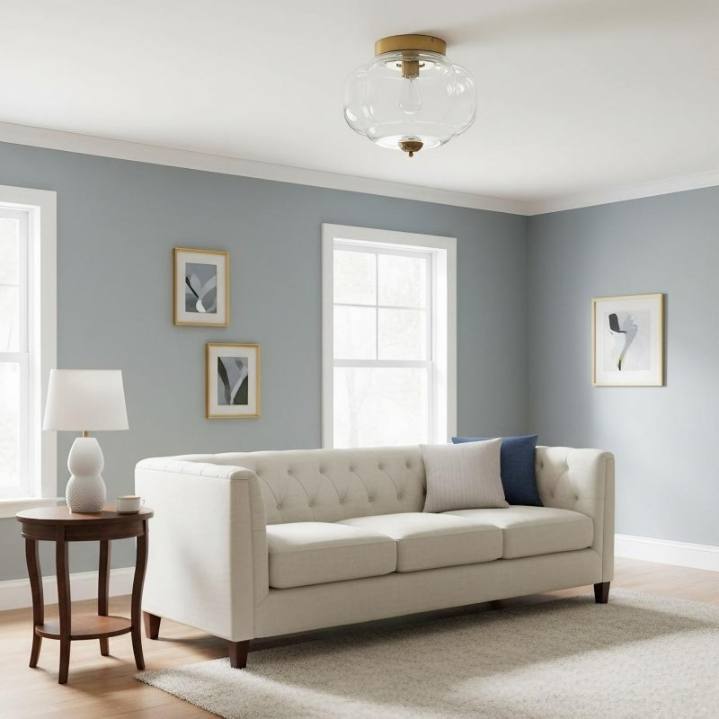 Eloise Milk Glass Ceiling Light - Retro Semi Flush Mount for Kitchen