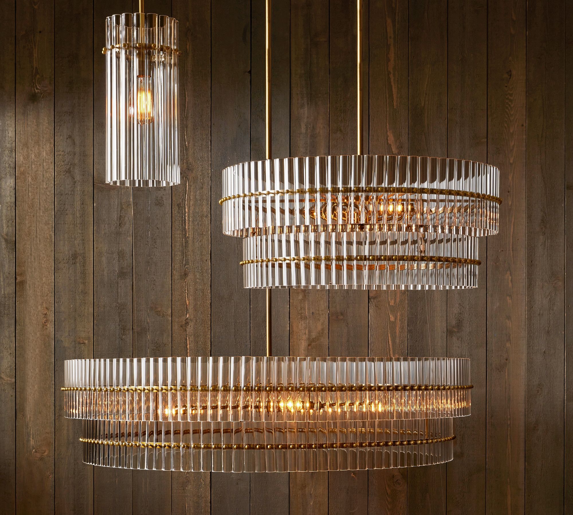 Lumora Crystal Pendant Light – Elegant Tumbled Brass & Cut Glass