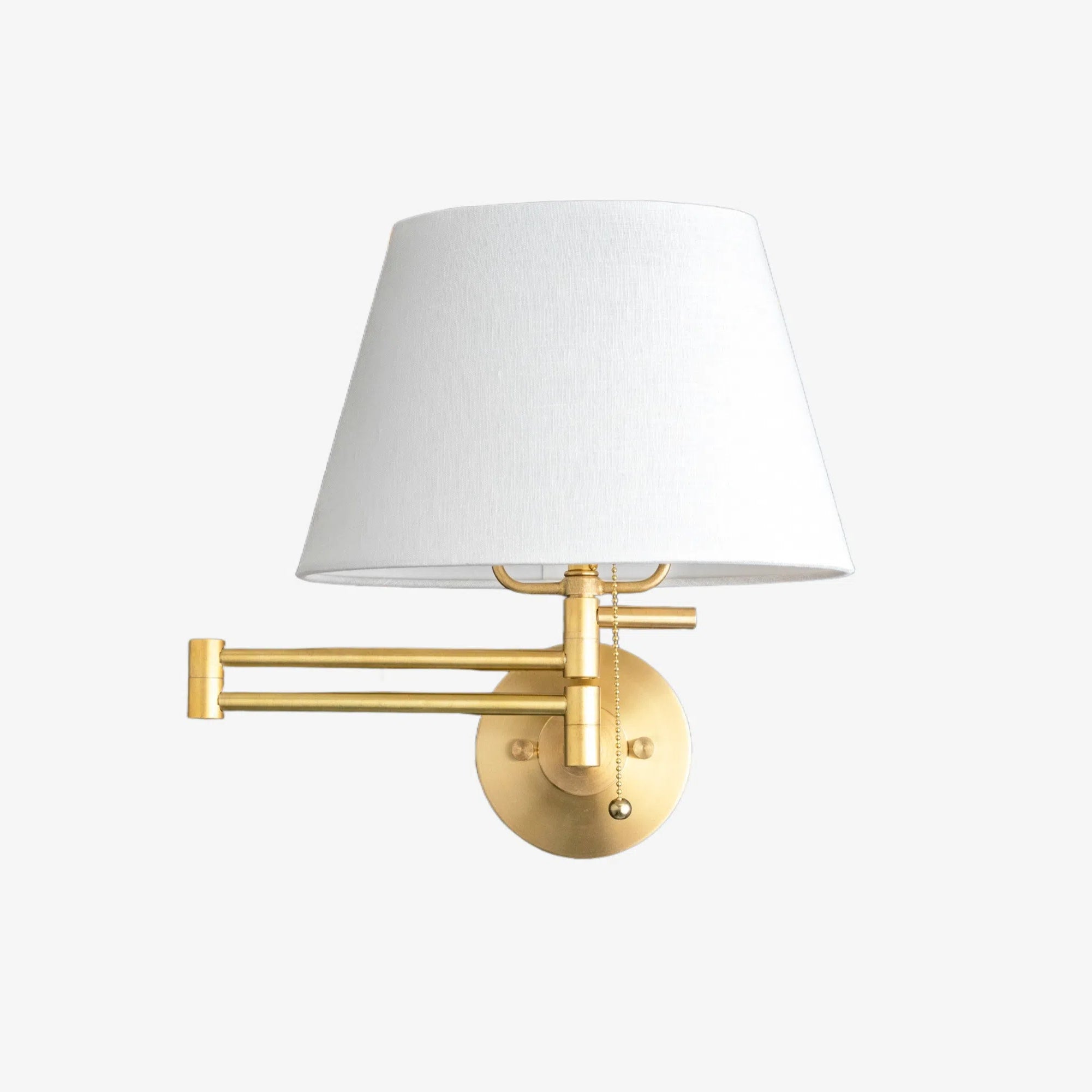 Ornato Luxe Brass Schoolhouse Sconce - Art Deco Wall Light with White Shade