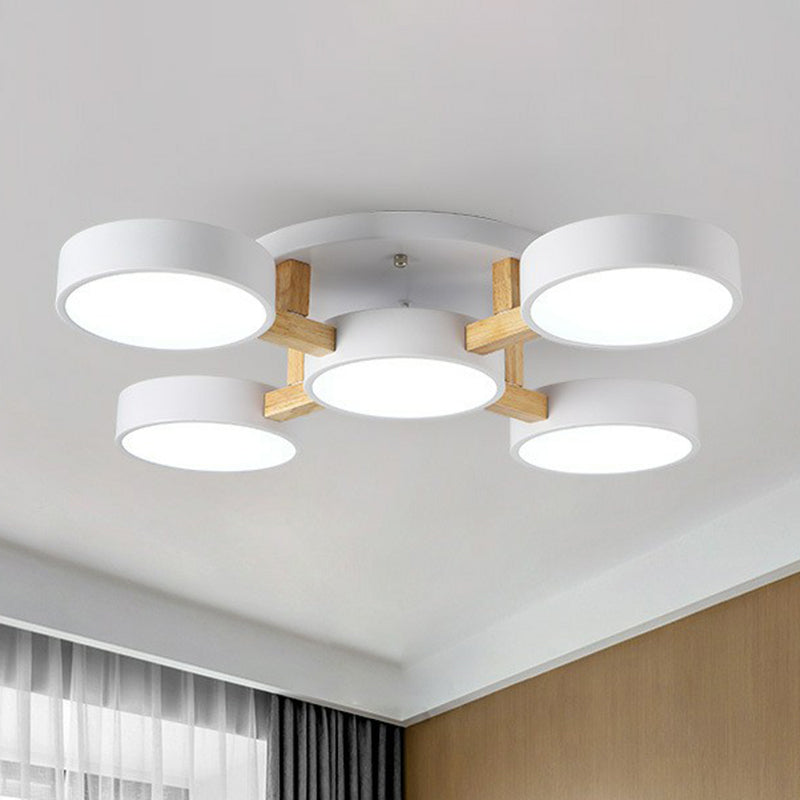 LED Ceiling Light – Modern Iron Wood Fixture for Bedroom Ambiance