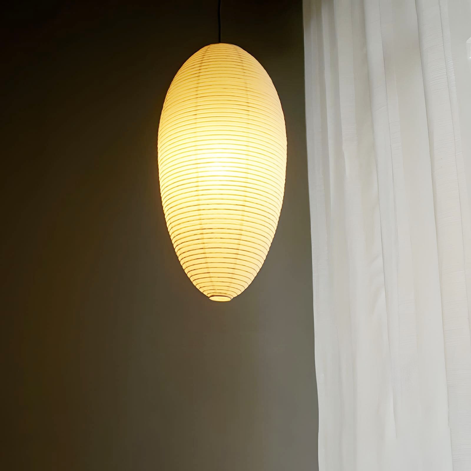 Washi Paper Pendant Lamp - Warm Chestnut Glow for Elegant Interiors