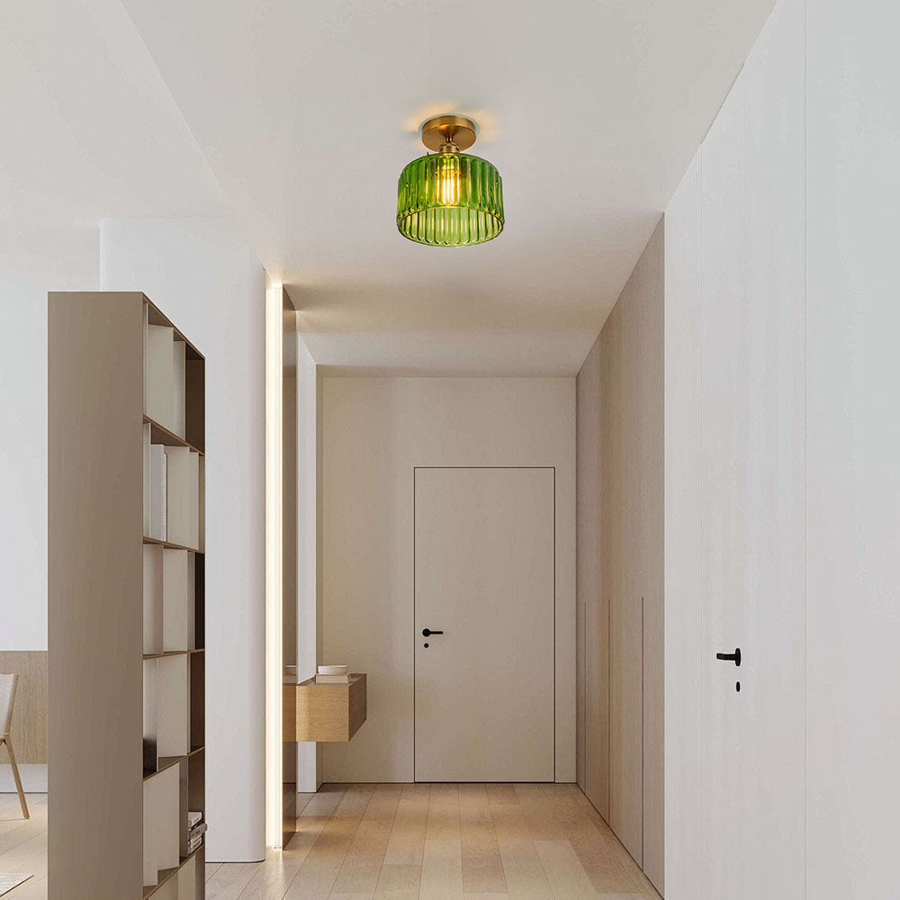 Green Glass Ceiling Light – Vintage Fixture for Stylish Home Interiors