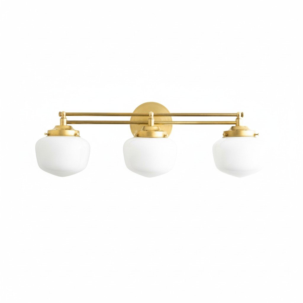 Opalume Glass Art Deco Vanity Light - Bathroom Wall Sconce with White Glass Shades