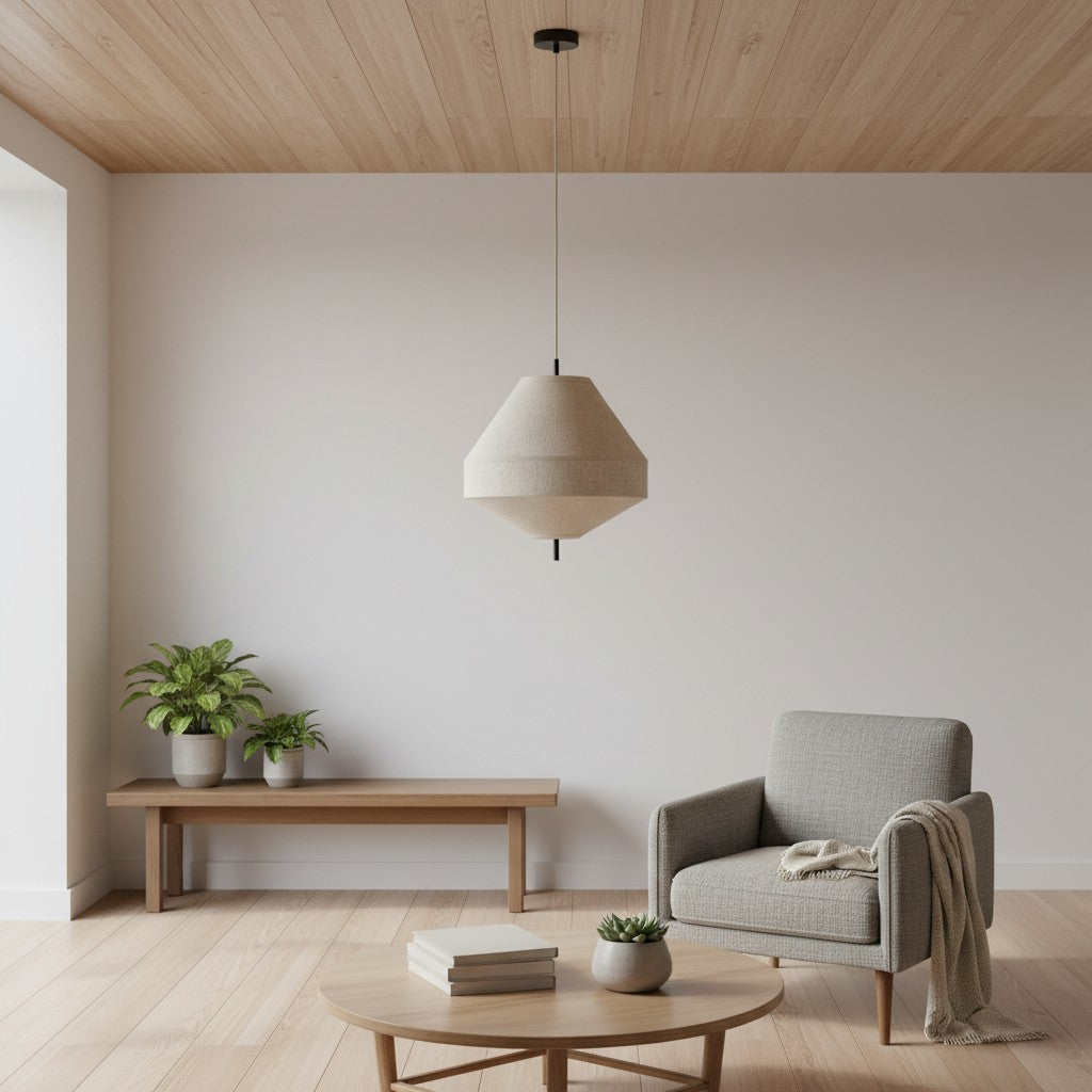 Zalen Layered Linen Pendant – Bronze Ceiling Light for Living & Dining