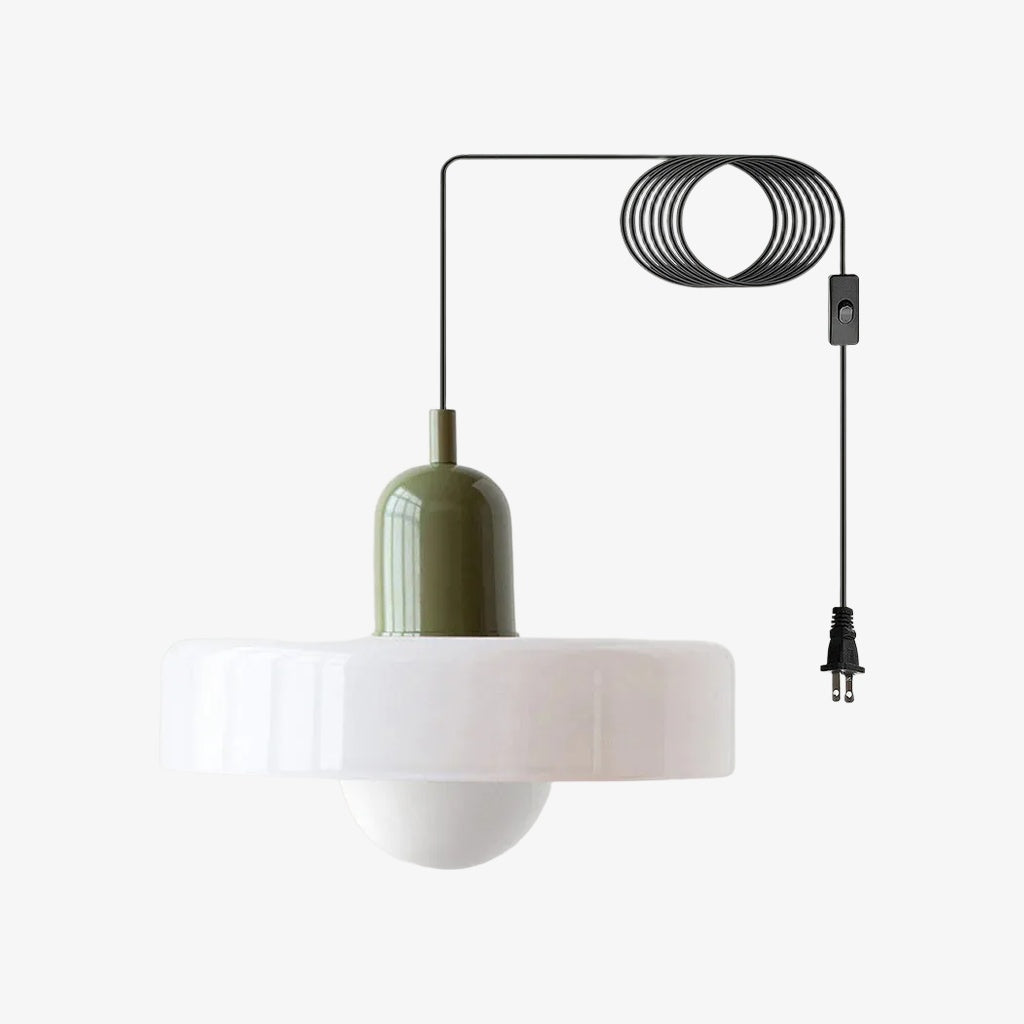 Bunte Bauhaus-Glaspendelleuchte mit Stecker