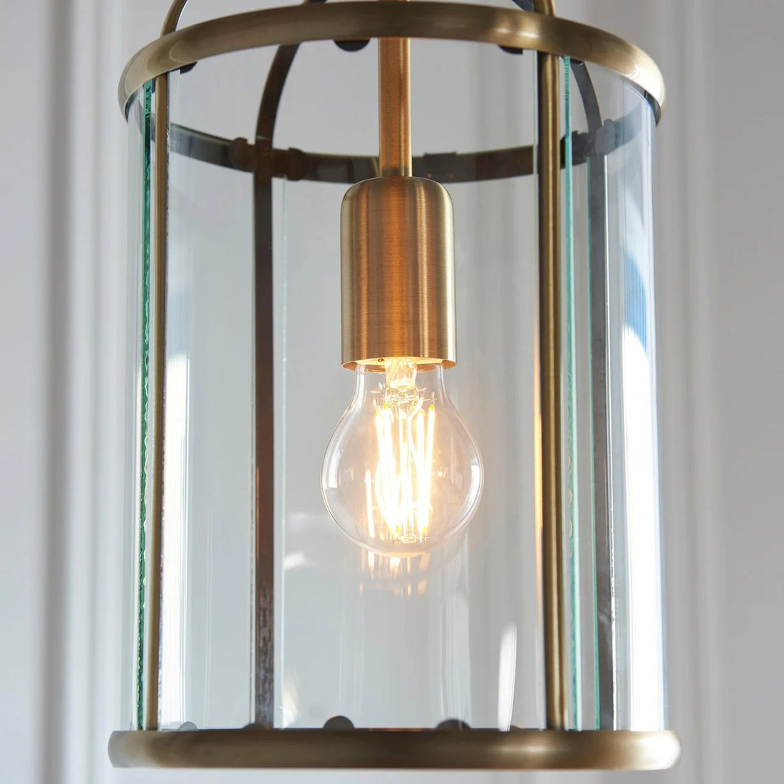 Luxvana Bell Shaped Glass Pendant Light - Industrial Metal Lantern Design Fixture for Kitchen