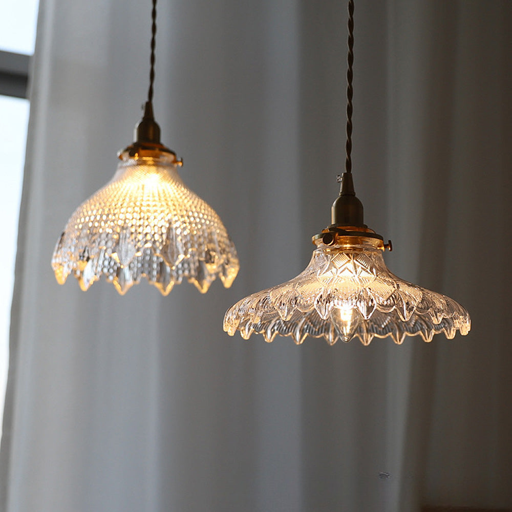 Vintage Glass Pendant Light - Disc Design Fixture for Dining Entryway