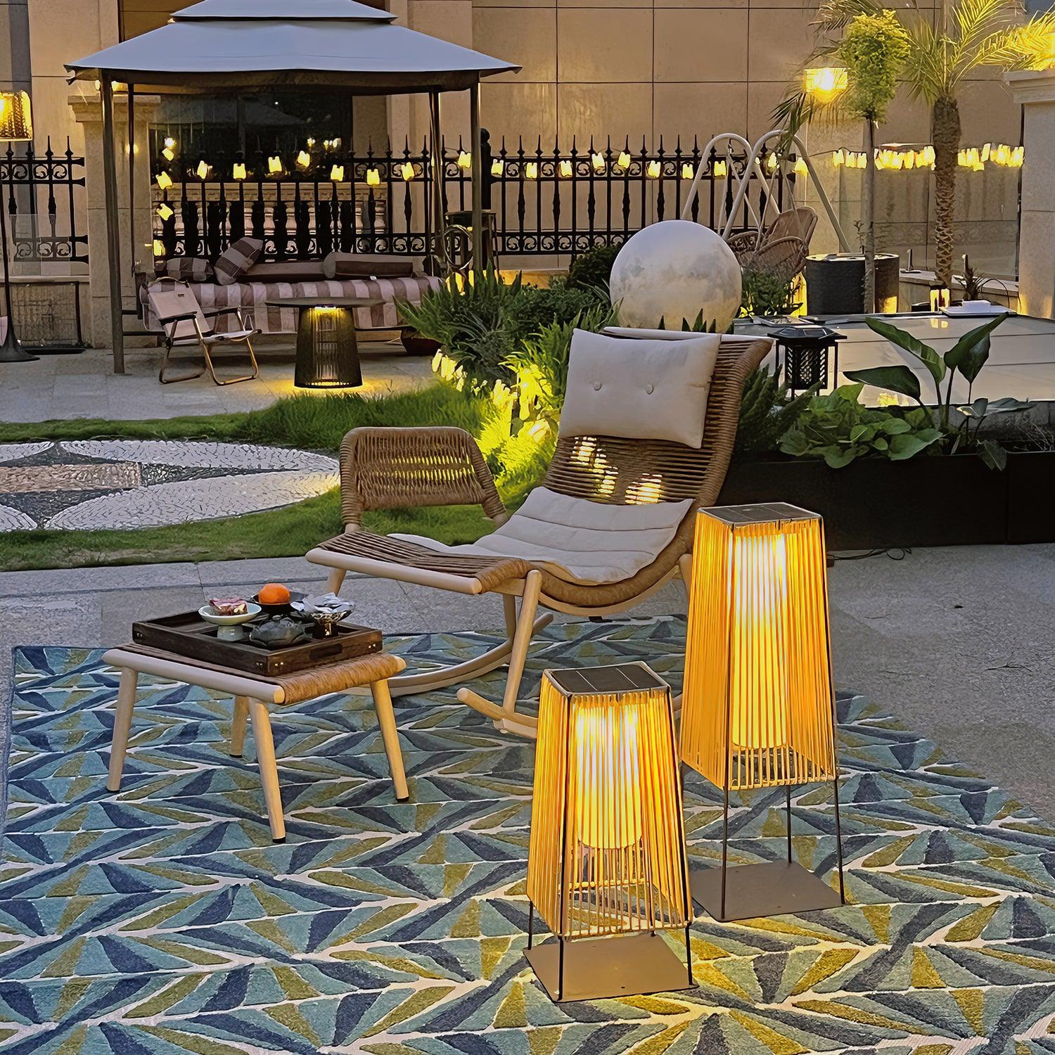 Plastic Rattan Outdoor Post Light - Solar Post Lamp Ideal