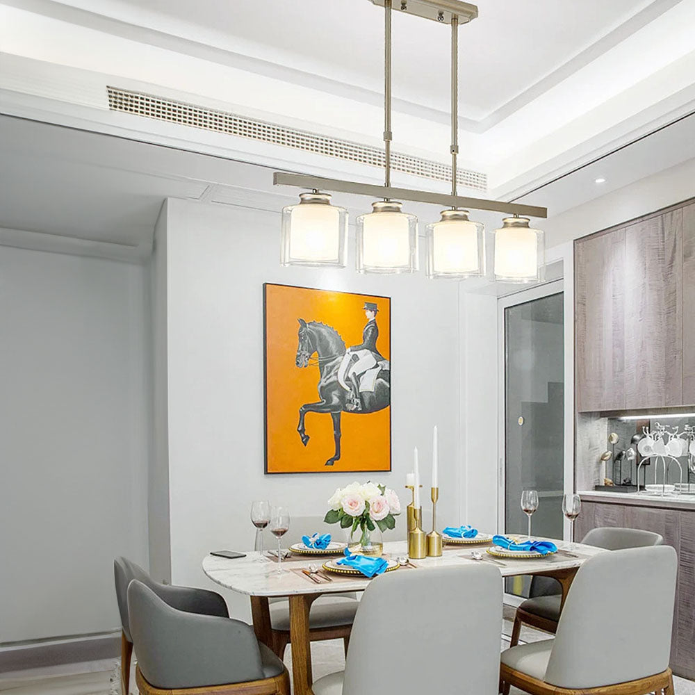Kitchen Island Pendant Light - Modern Adjustable Height Glass Lighting