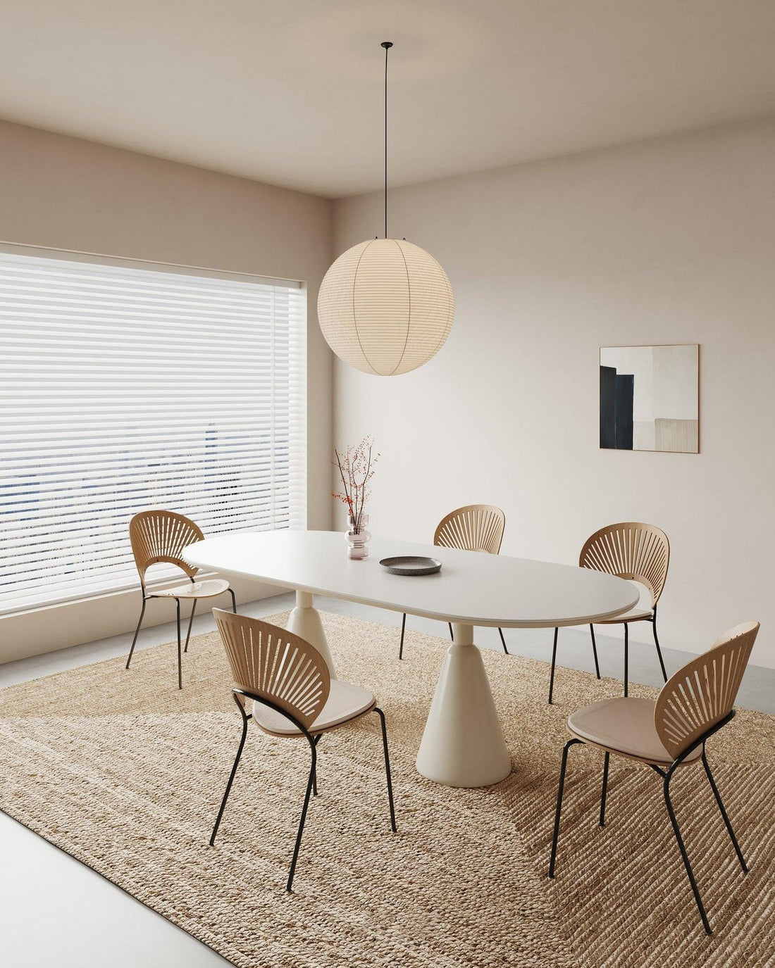 Runde Pendelleuchte aus Washi-Papier – Minimalistische Beleuchtung für das Wohnzimmer
