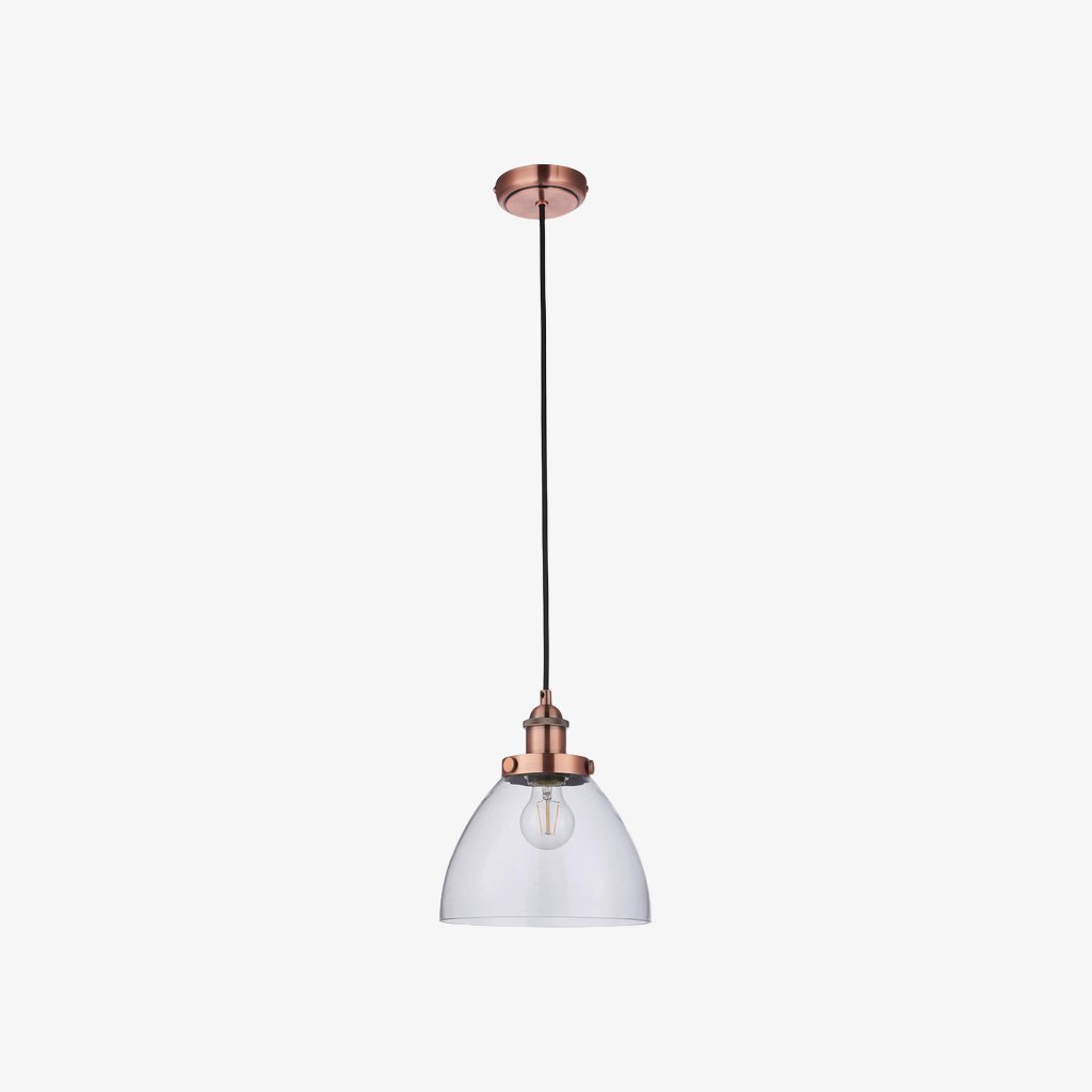 Novera Art Deco Dome Adjustable Height Glass Shade Pendant Light - Living Room