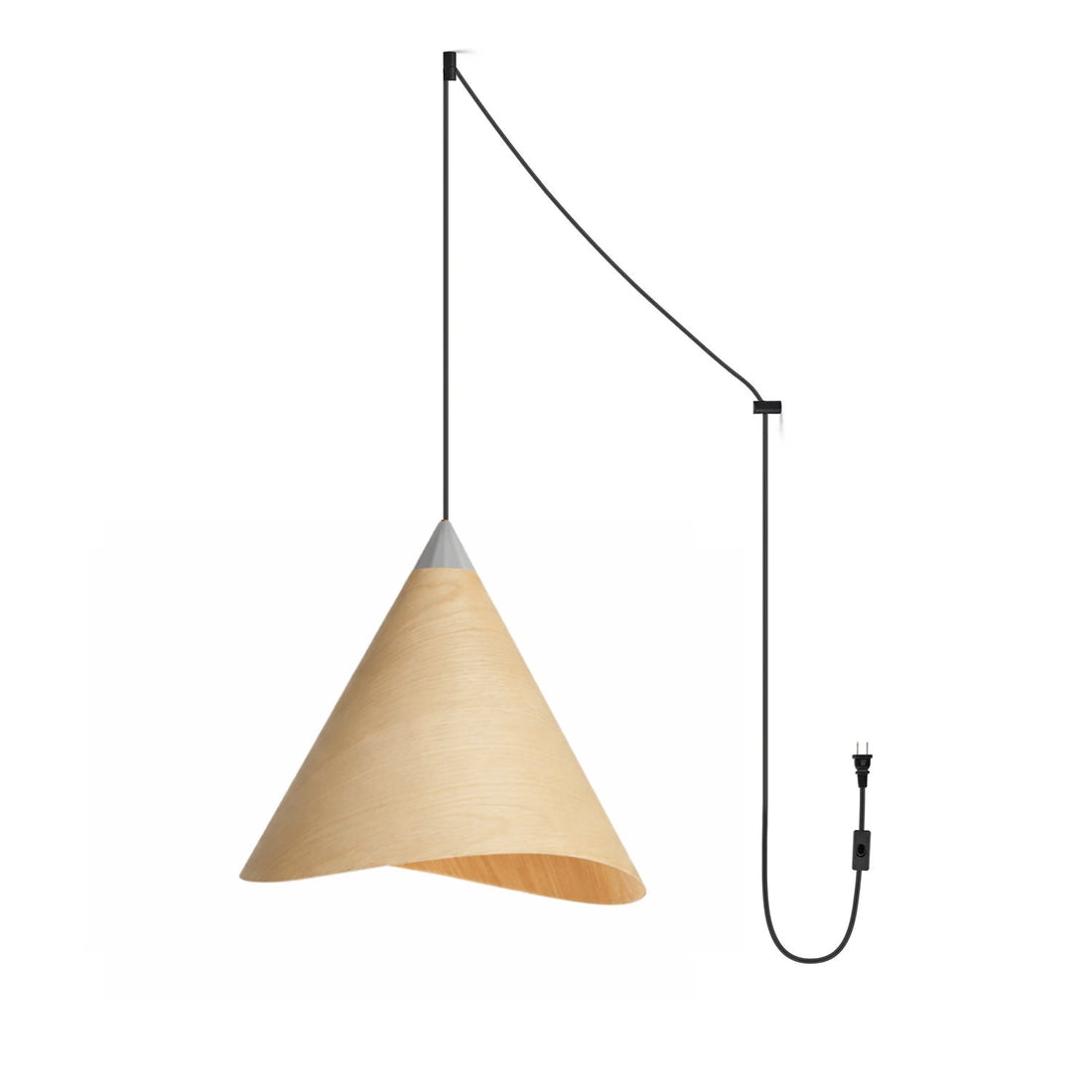 Asymmetric Wood Plug-In Swag Pendant Light