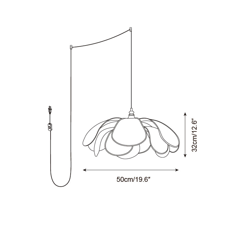 Geschichtete Stecker-Pendelleuchte aus Blumenstoff