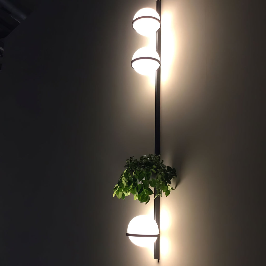 Modern Metal Wall Light - Black Frame Glowing Sphere Lamp for Garden