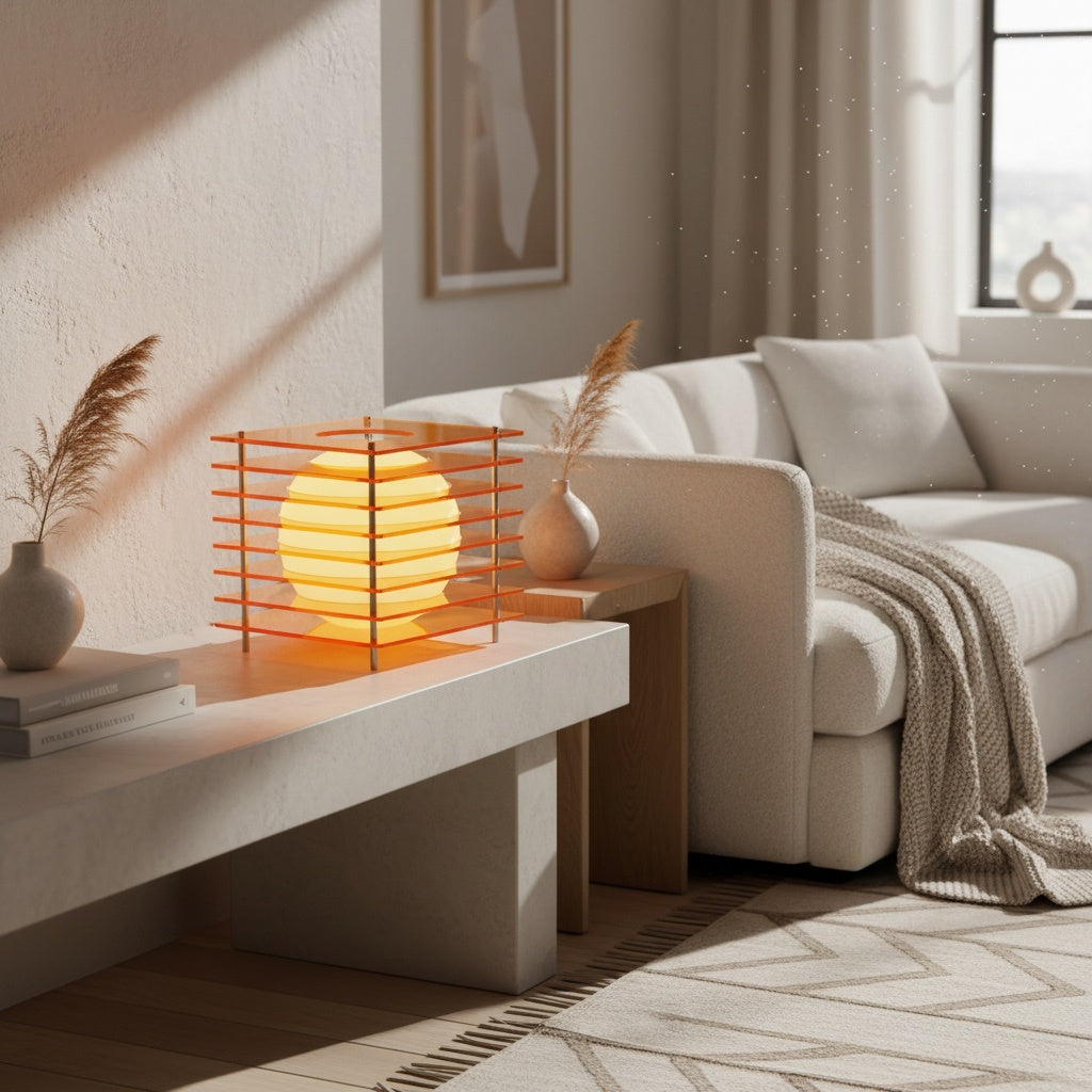 Afterglow Series Moon Cube Geometric Sphere Table Lamp - Modern Style Bedroom Decor
