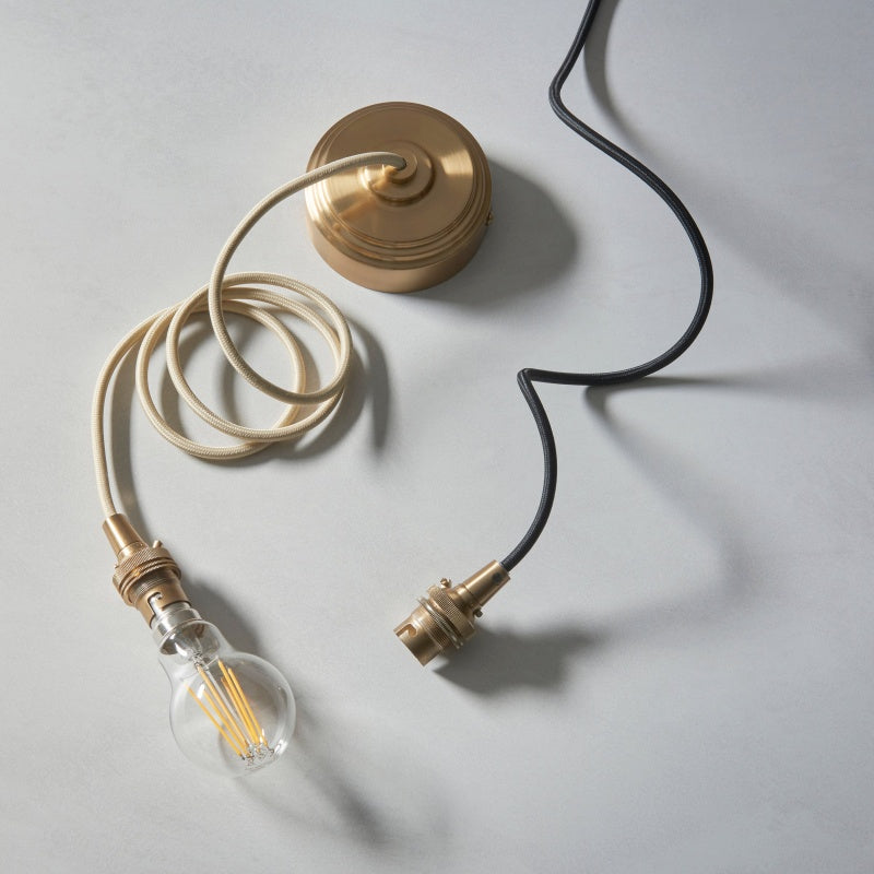 Plaitar Modern Brass Pendant Light - Minimalist Ceiling Fixture with Braided Cord for Hallways