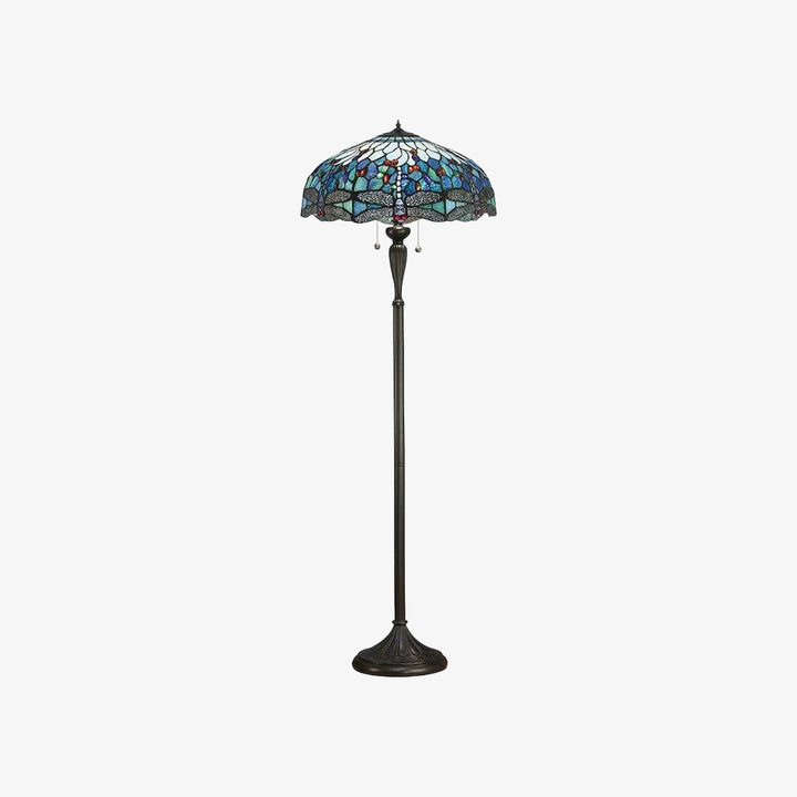 TF Dragonfly Motif Floor Lamp – Vintage Stained-Glass for Living Rooms
