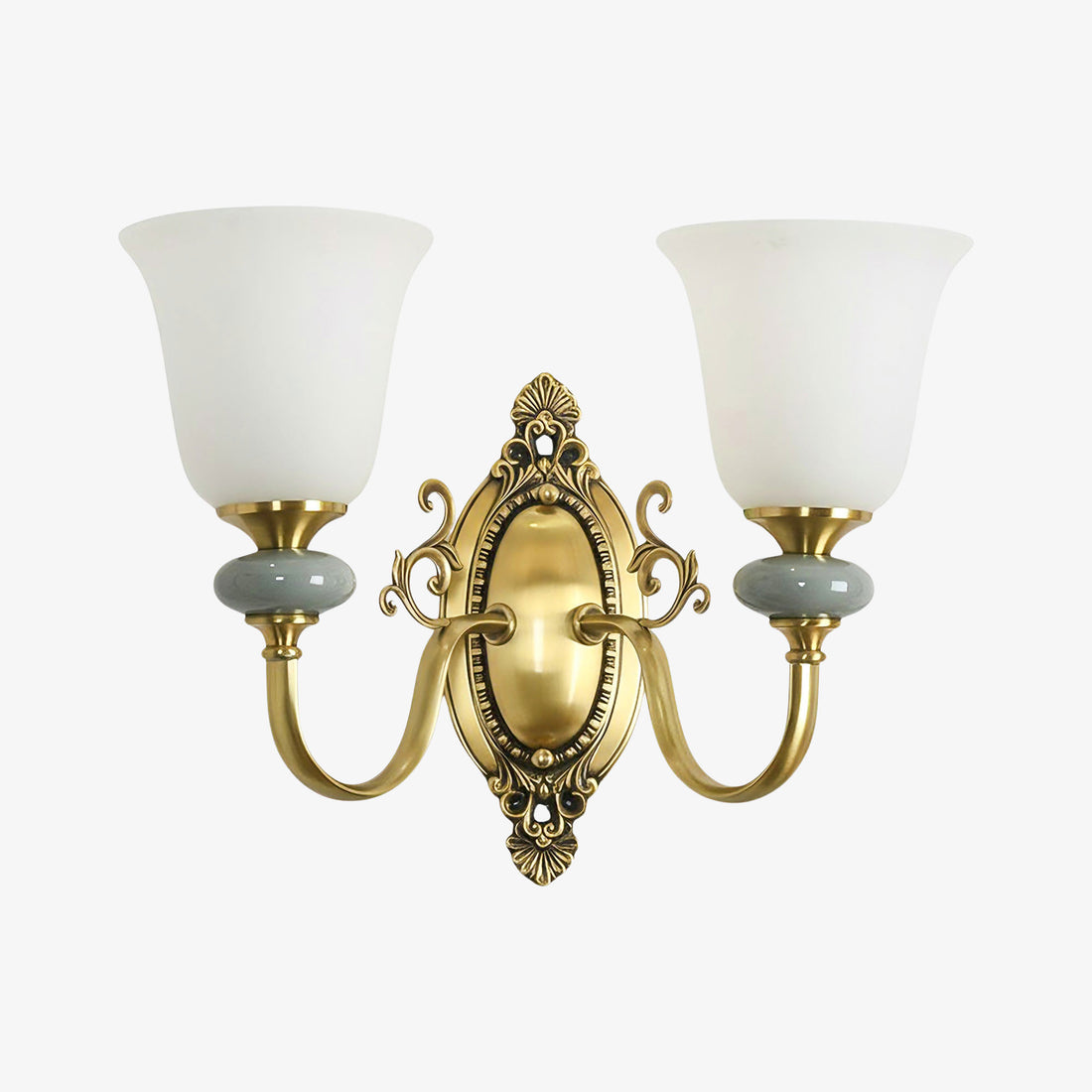 Rowanea Ceramic Wall Sconce with Fabric Shade and Metal Finish - Farmhouse Modern Hallway Light