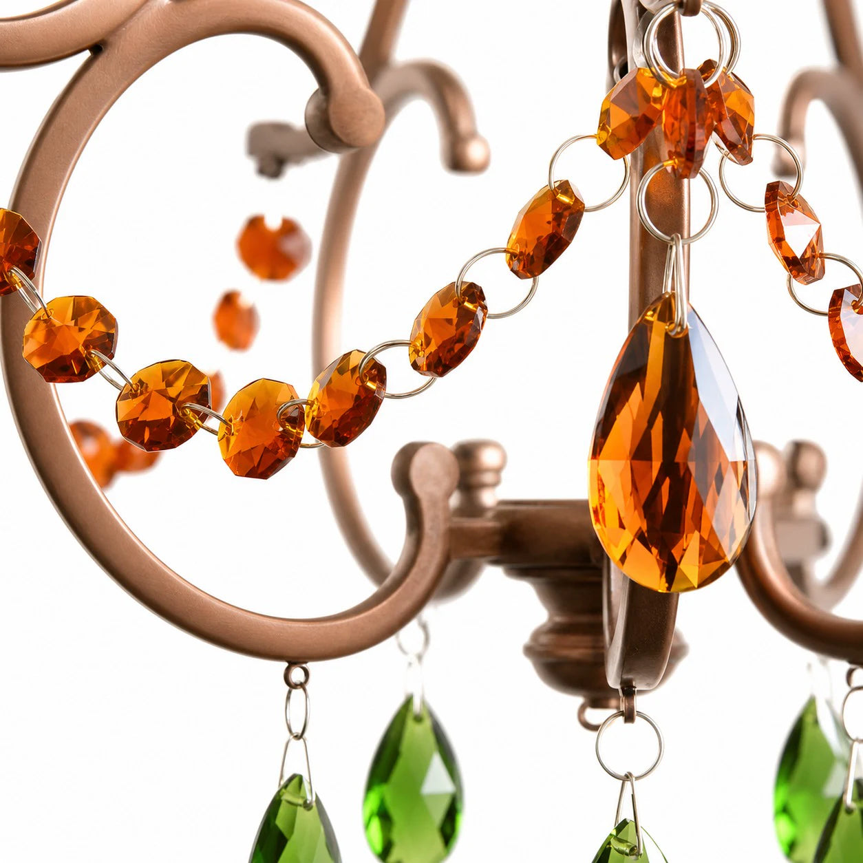 Faceted amber crystal drop detail