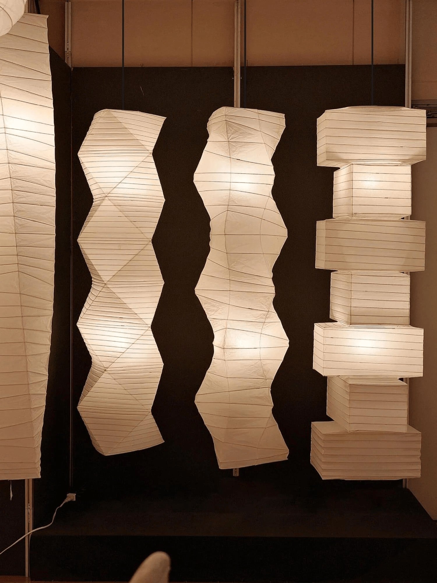 Strukturierte Washi-Papier-Kabelpendelleuchte