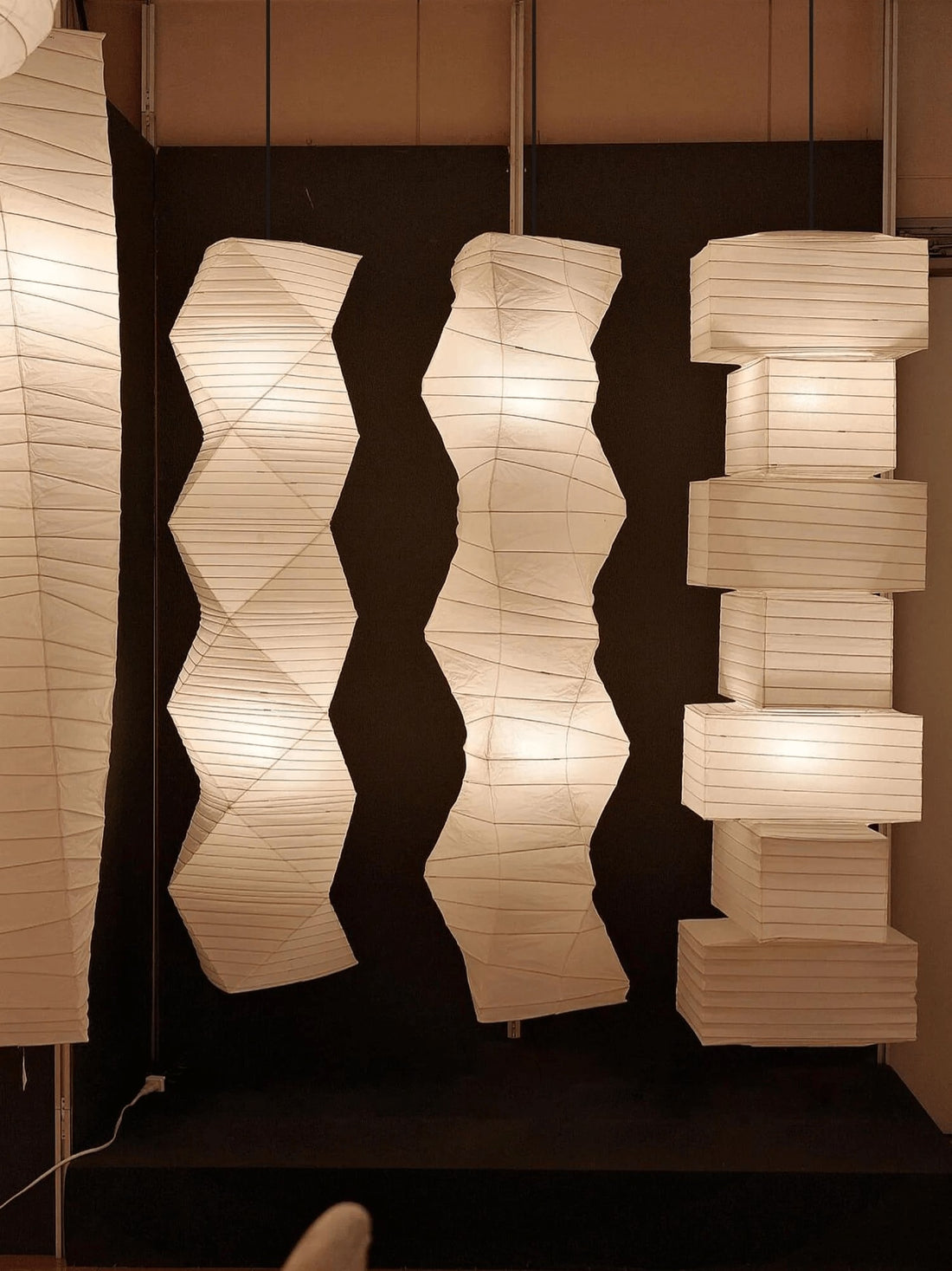 Strukturierte Washi-Papier-Kabelpendelleuchte