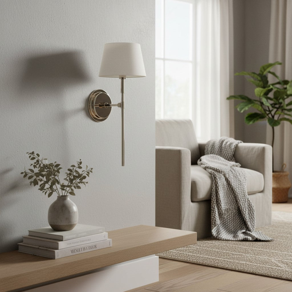 Cremaris Metal Wall Light with Fabric Shade - Timeless Sconce for Interior Lighting