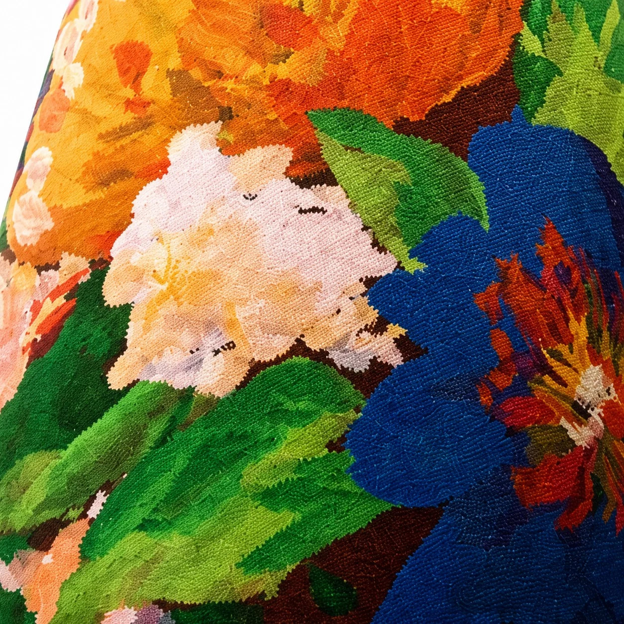 Close view of Art Bouquet printed fabric shade