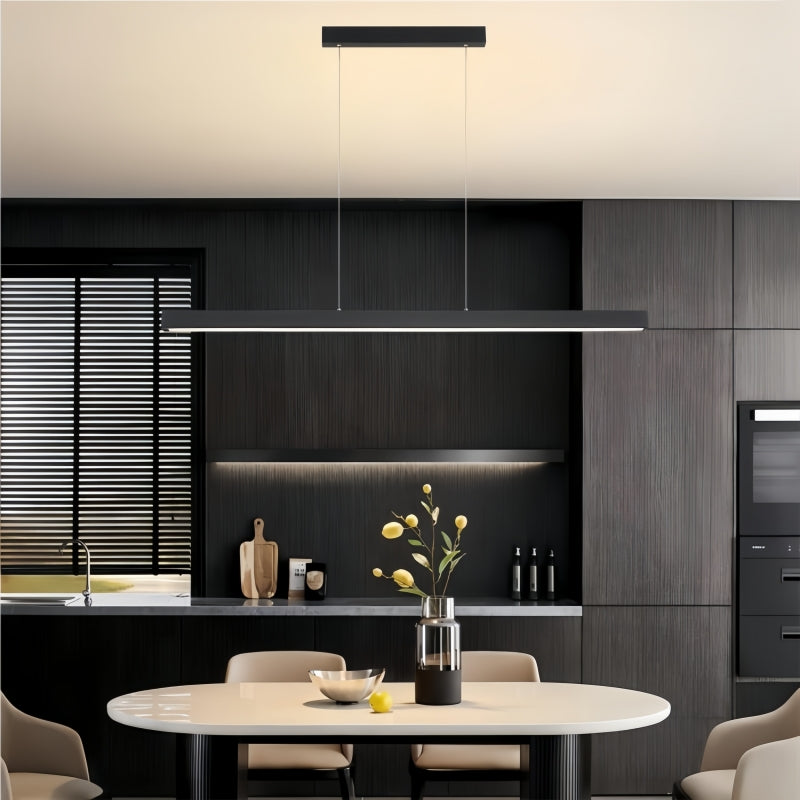 Schwarzer linearer Industrie-Kronleuchter aus Metall