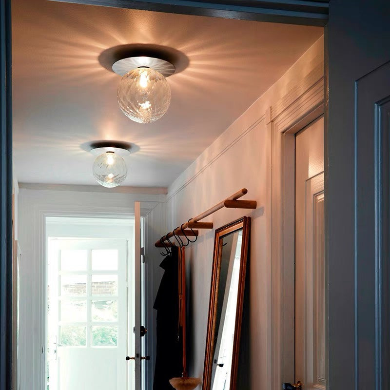Glass Orb Ceiling Light - Modern Metal Ball Ceiling Lamp for Hallway