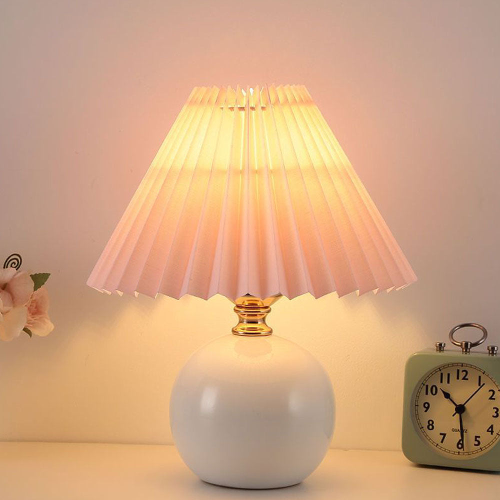 Modern Ceramic Table Light - Mini Fabric Pleated Lamp for Bedroom