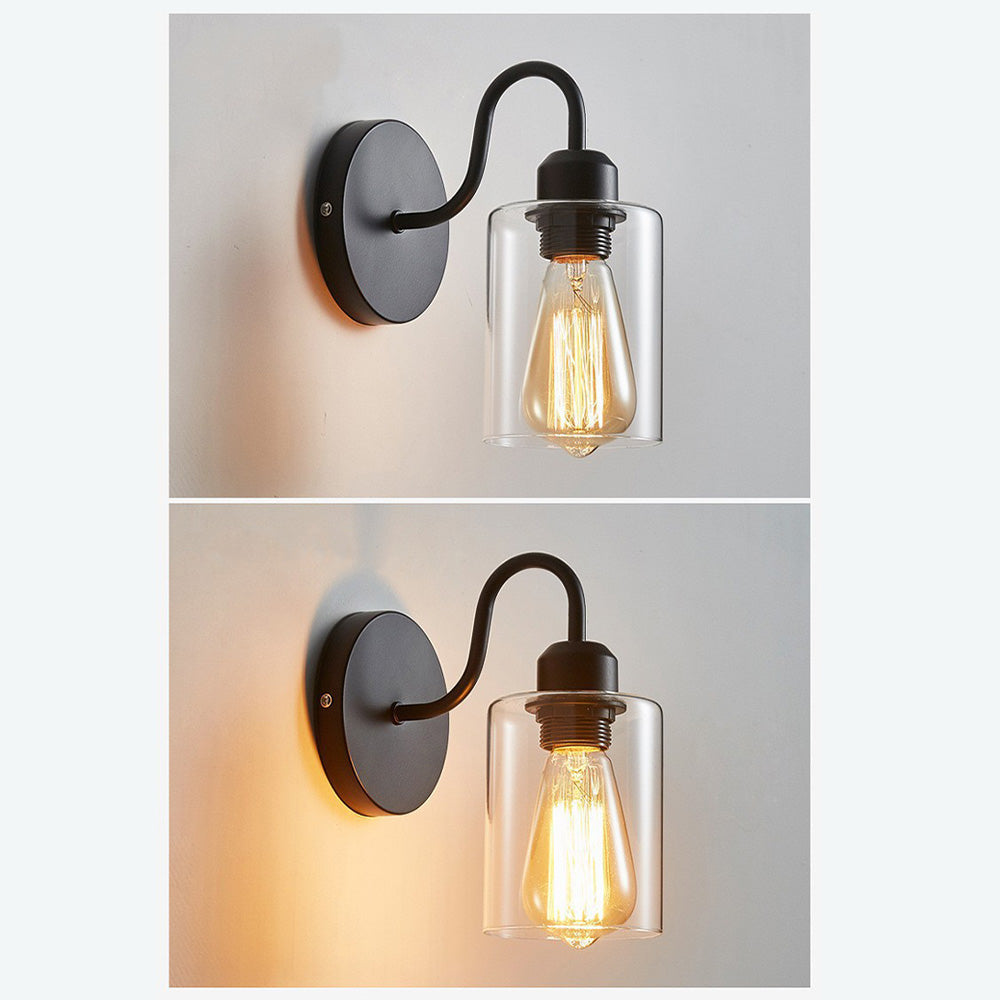 Black Iron Wall Light - Modern Living Room Sconce Industrial Chic