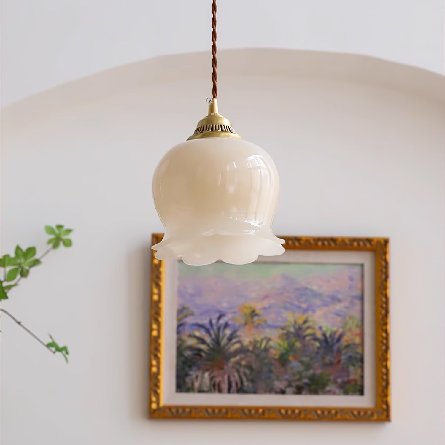 Brass Resin Petal Plug-In Pendant