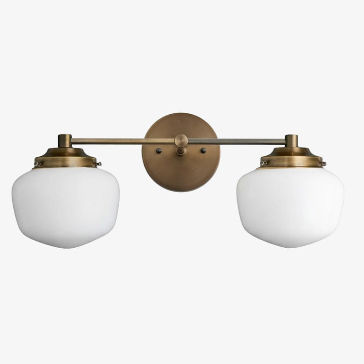 Opalume Glass Art Deco Vanity Light - Bathroom Wall Sconce with White Glass Shades