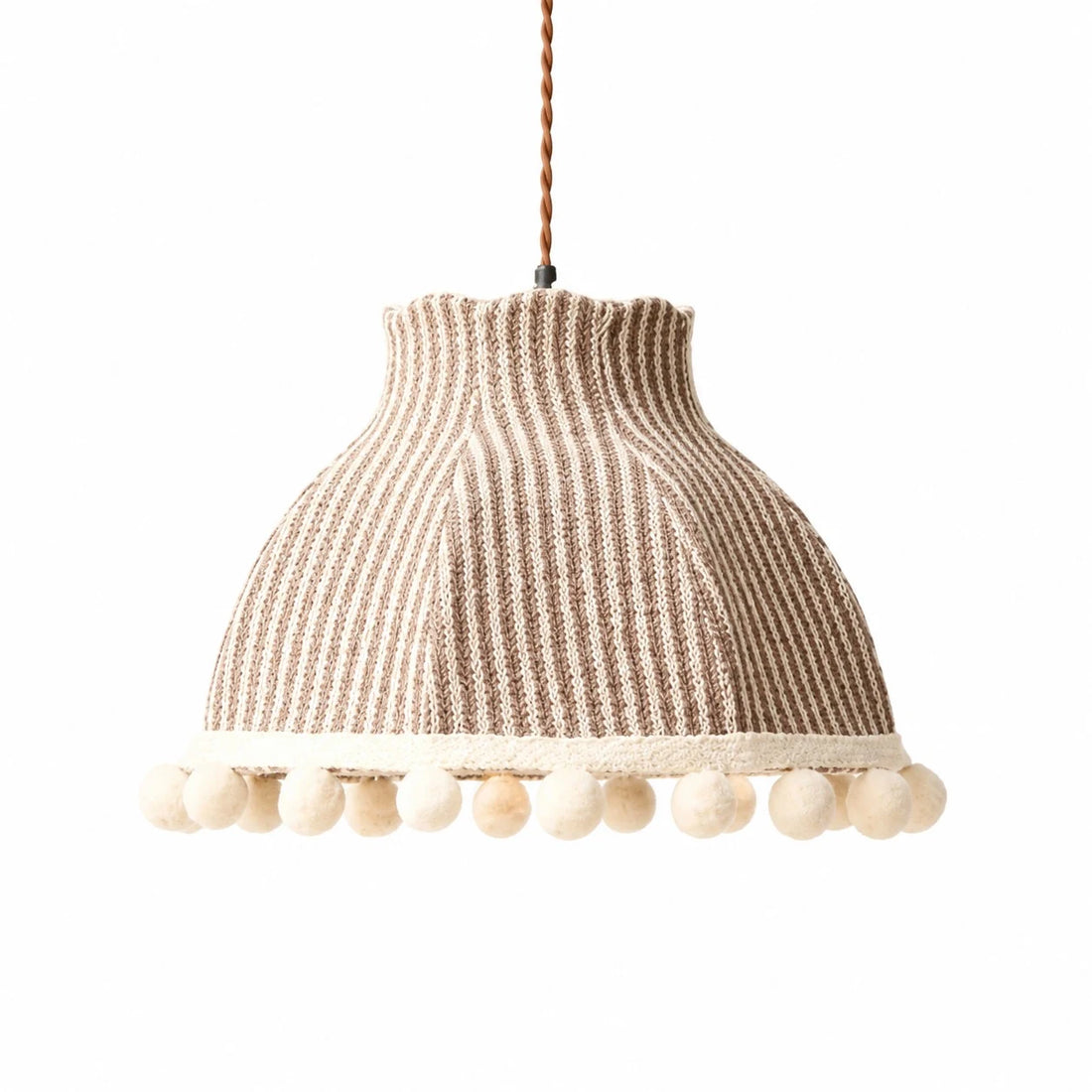 French Cream Pom Pom Fabric Pendant Light