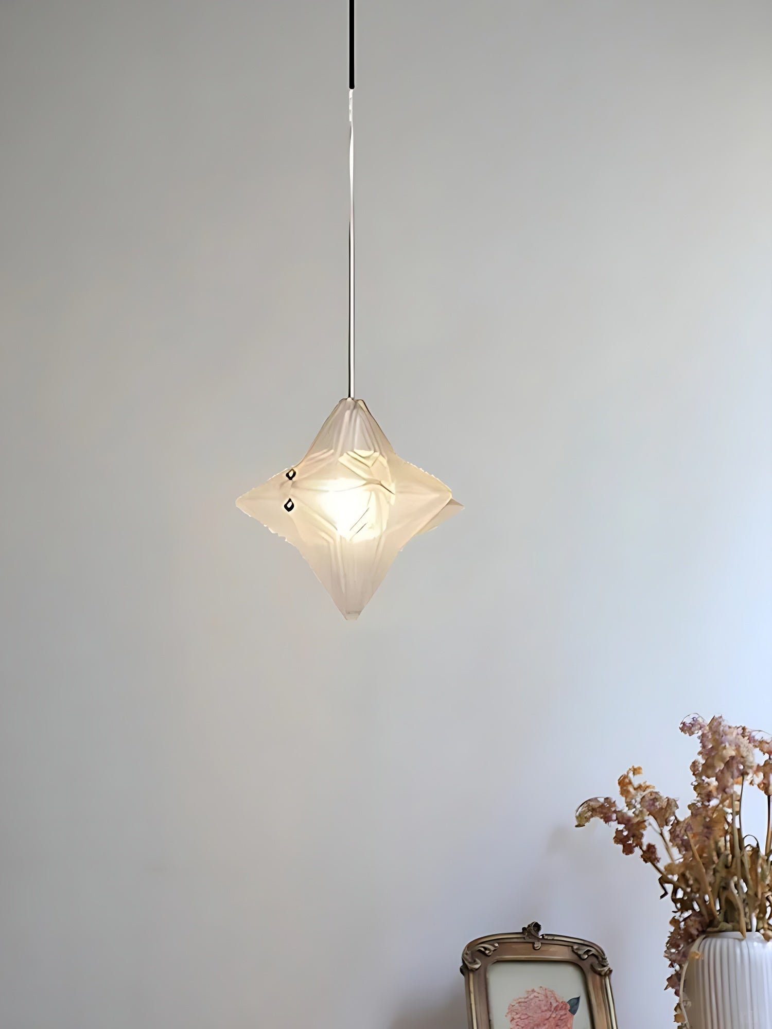 Art Deco Astris Elara Star Pendant Light - Frosted Glass Pendant with Geometric Style