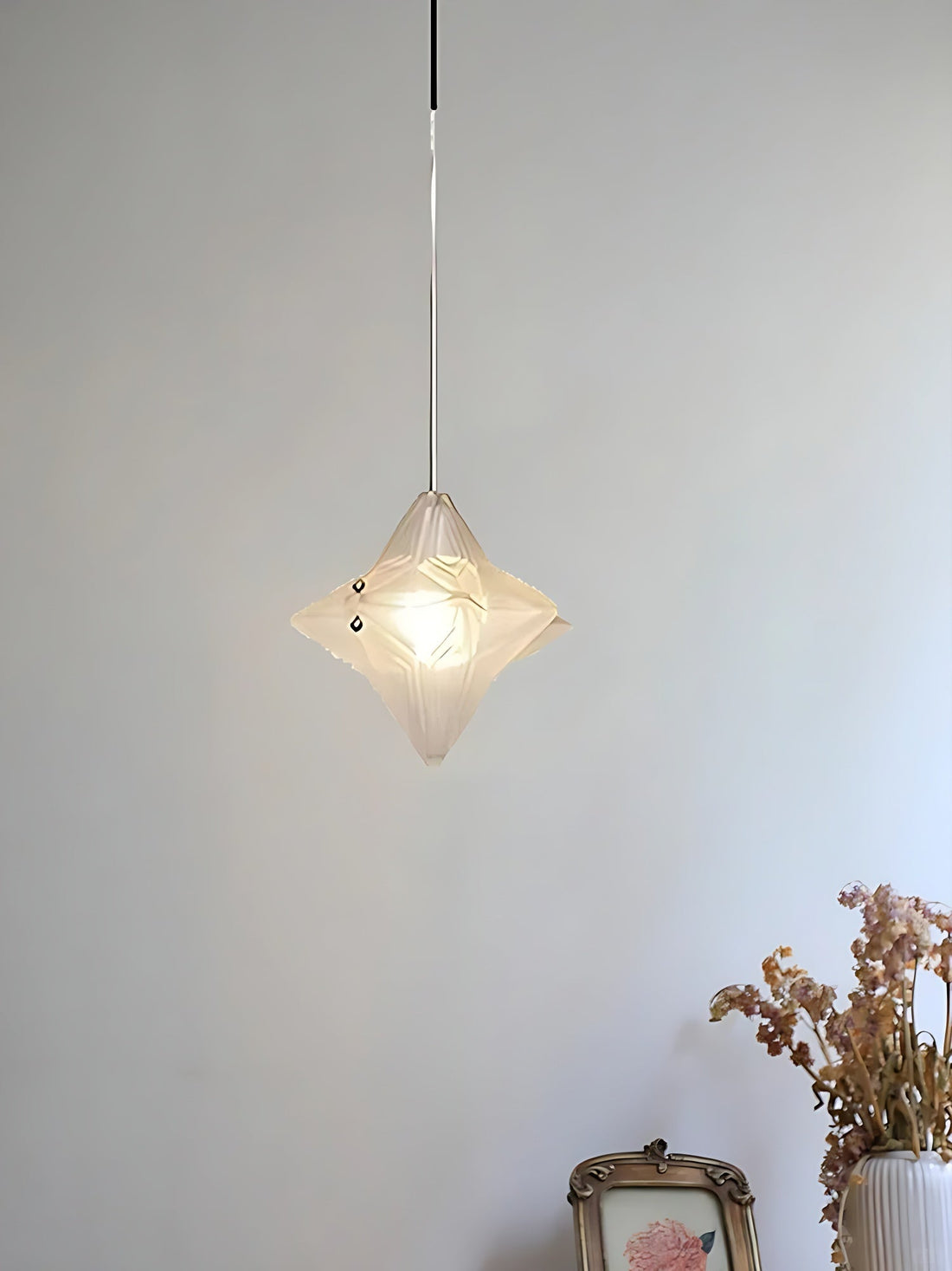 Art Deco Astris Elara Star Pendant Light - Frosted Glass Pendant with Geometric Style