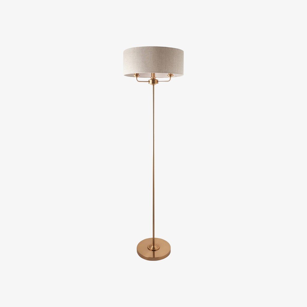 Tela Drum Shade Floor Lamp - Contemporary Fabric Standing Lamp for Home Office