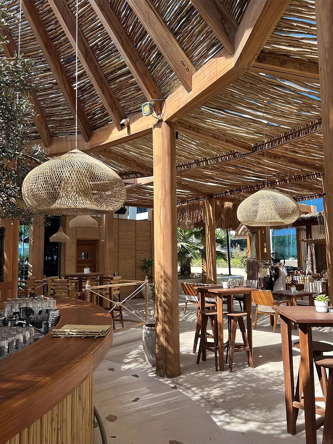 Woven Rattan Wood Plug-In Pendant Light
