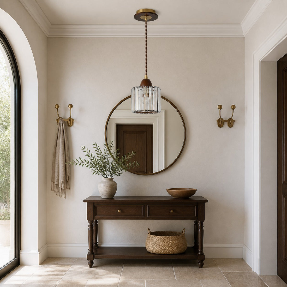 Crystal pendant light styled room view