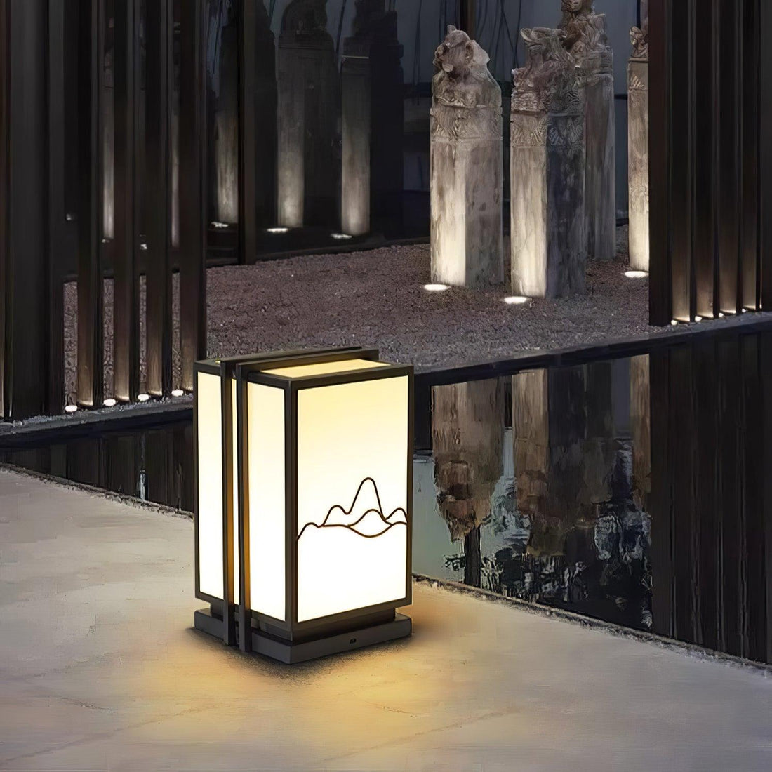 Mountain Outdoor Post Light - Stainless Steel Acrylic Minimalist Lamp