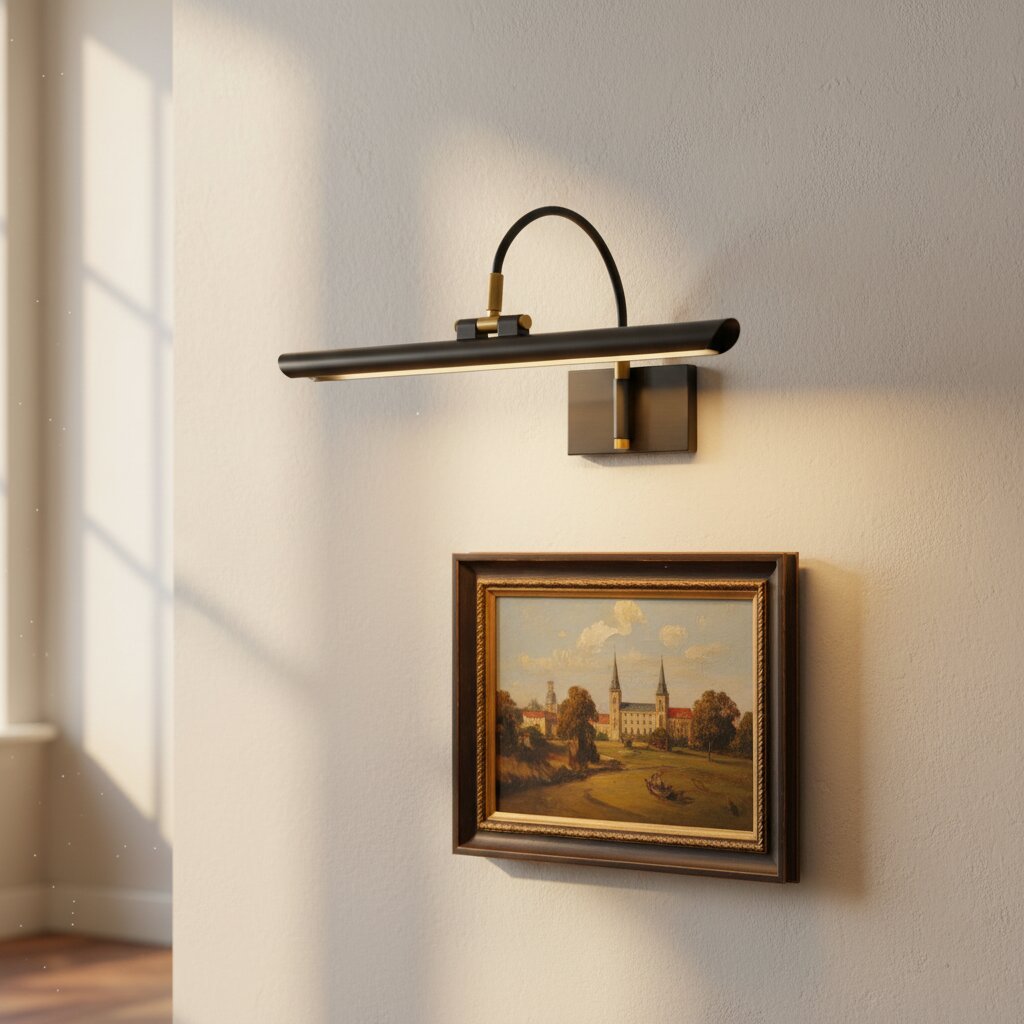 Aurix Picture Light – Slim Shade Artwork Illumination Metal Finish Wall Fixture for Gallery