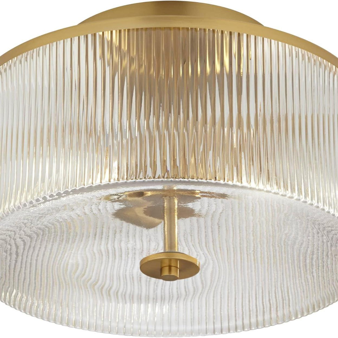 Drum Ribbed Glass Ceiling Lamp - Vintage Farmhouse Flush Mount