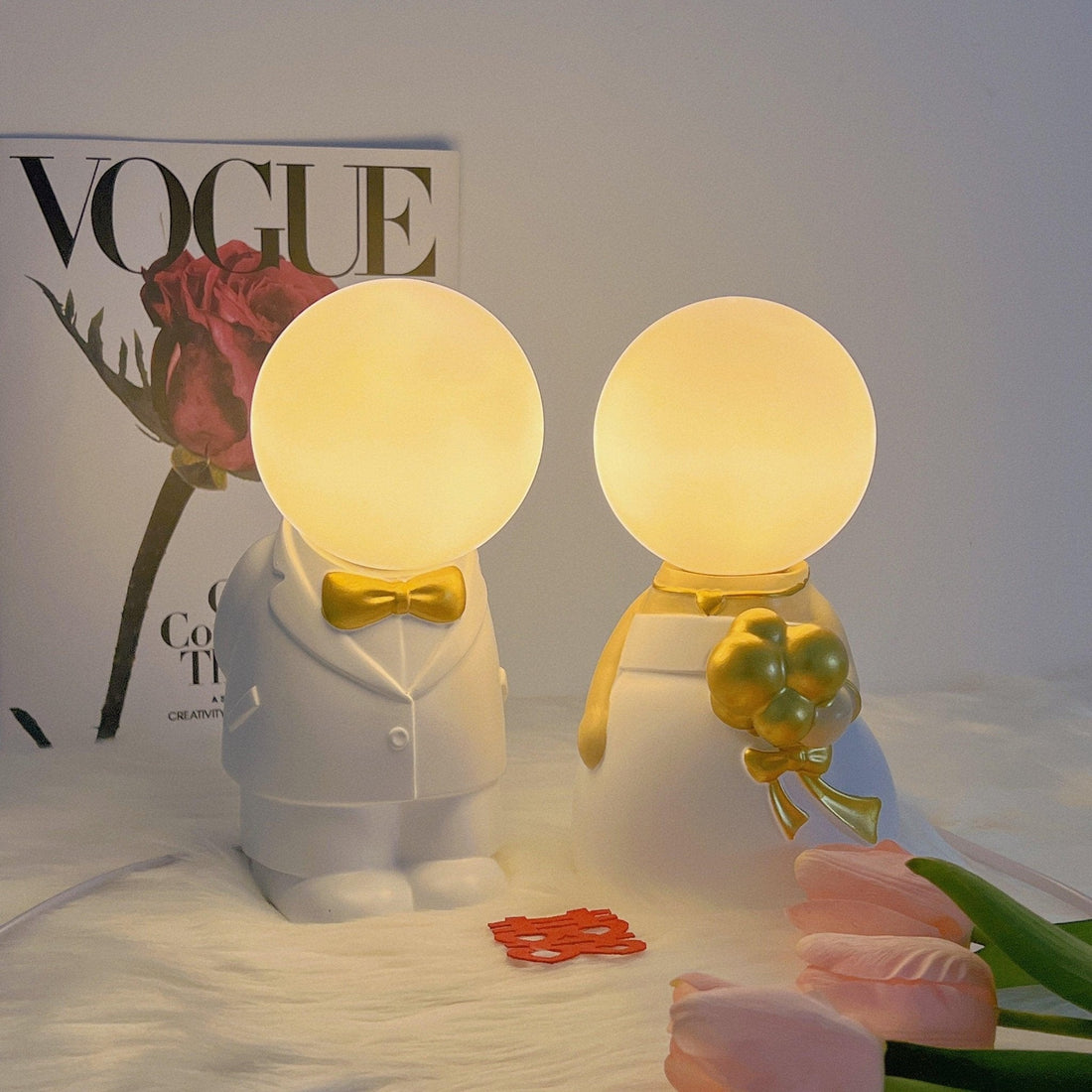 Tischlampe mit Hochzeitsfigur – wiederaufladbares LED-Licht für Veranstaltungen