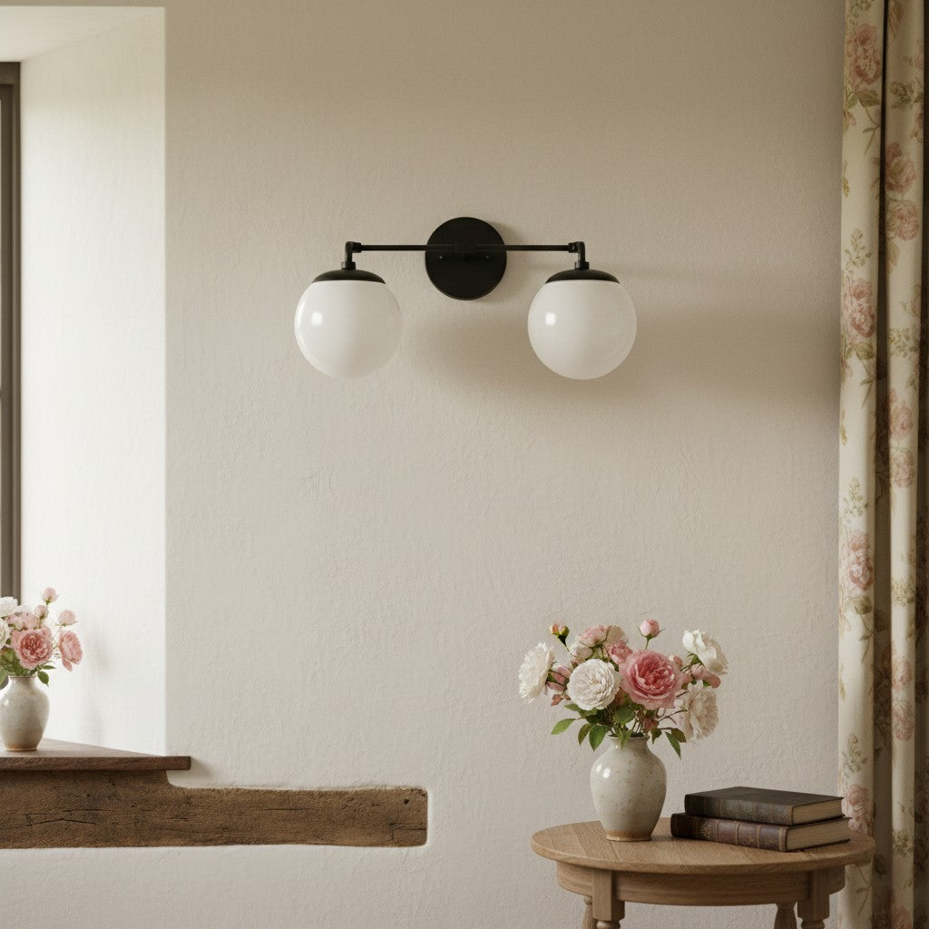 Glorica Glass Wall Sconce - Modern Vintage Vanity Light Fixture